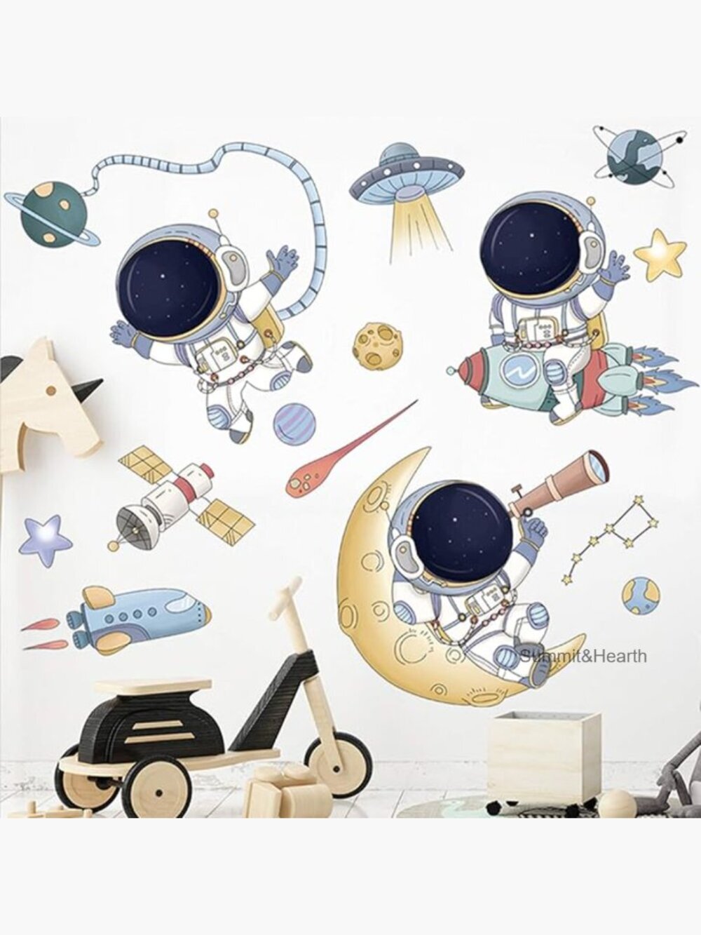 Removable Vinyl Wall Decals for Kids Room, Space Theme Decor